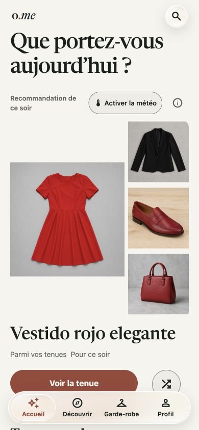 Accueil d&rsquo;Outfiteame avec une suggestion pour aujourd&rsquo;hui